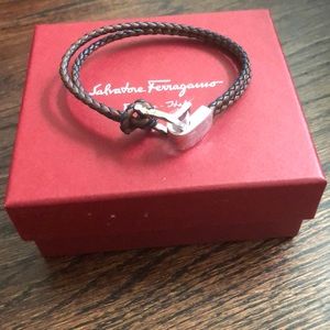 MENS SALVATORE FERRAGAMO BRAIDED LEATHER BRACELET